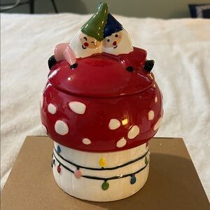 Festive Gnome, Red and White Holiday Cookie Jar